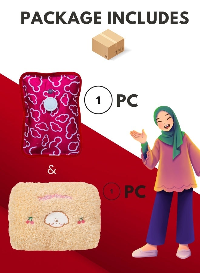 Breeze & Ripplez™ Set of 1Pc Electric Hot Water Bag Red Color and 1 Pc Hand Warmer Thick Soft Cover Brown Color Dual Comfort