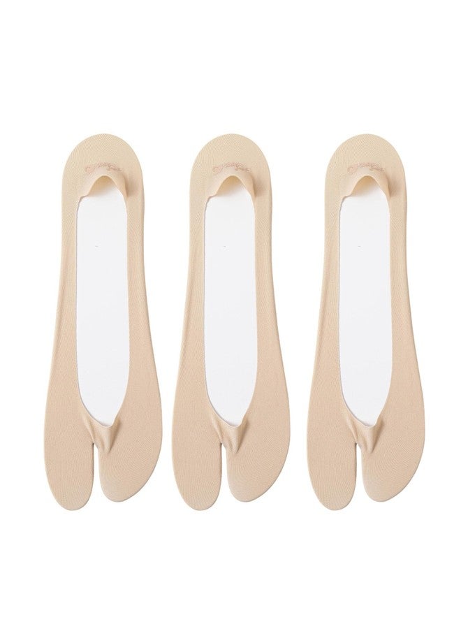 DUNKOING 3 Pairs Low Cut Tabi socks Women No Show Flip Flop Sock Thin Non Slip Summer Socks for Sneakers Loafers Sandals 5-9, 3beige, 5-9 - Image 1