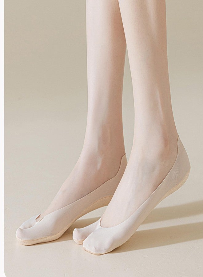 DUNKOING 3 Pairs Low Cut Tabi socks Women No Show Flip Flop Sock Thin Non Slip Summer Socks for Sneakers Loafers Sandals 5-9, 3beige, 5-9 - Image 4