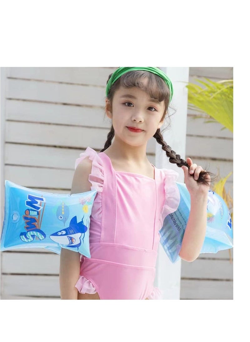 Y&D SYOSI Children's Swimming Armbands Motif with Shark Roll-Up Inflatable Swim Floater Sleeves Training Aid Baby Float Arm Bands Kids Ring Pool Water Toy Accessories for Boys Girls 2-6 Years  - Image 2