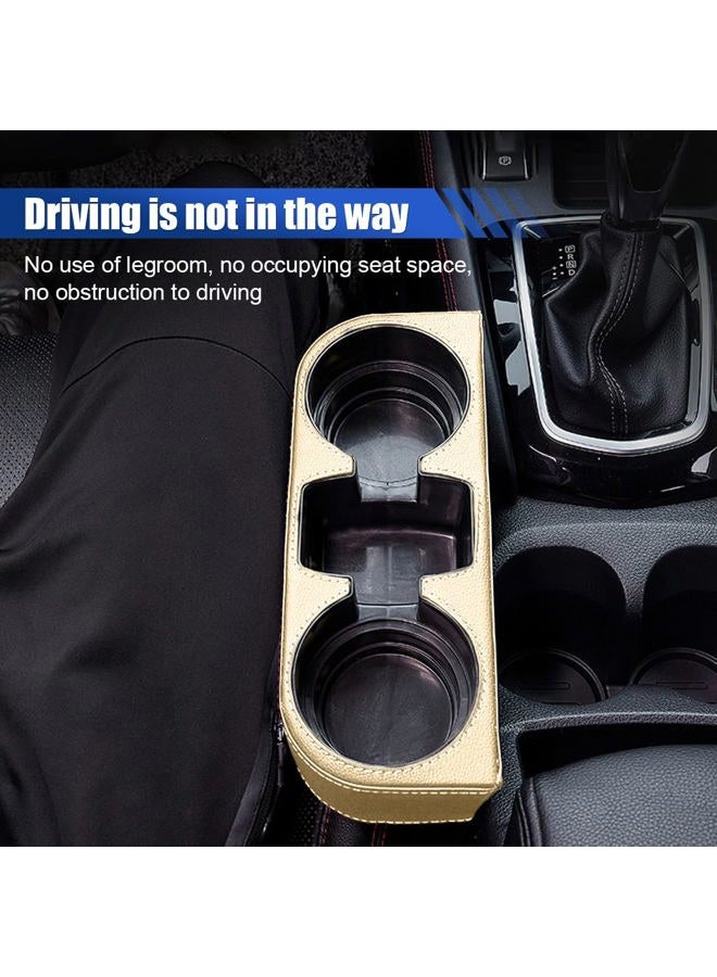 KITUREK Car Cup Holder, Auto Front Seat Organizer, Multifunctional Cup Drink Holders with PU Leather Cover, Gap Filler Storage Box Coin Bucket Console Side Pocket Cell Mobile Phone Holder (Beige) - Image 5