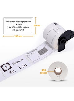 Label KINGDOM Replace For Brother Dk-1202 (2-3/7" X 4") Die-Cut White Paper Shipping Label For Ql 820Nwb Ql-700 Printer, 300 Labels 1 Roll, (4 Rolls+ 1 Frame)  - Image 4