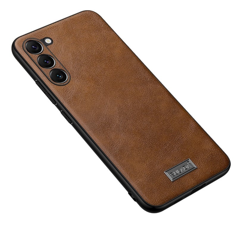 HuHa Case Cover For Samsung Galaxy S23 5G SULADA Shockproof TPU Hybrid Handmade Leather Phone Case(Brown) - Image 1