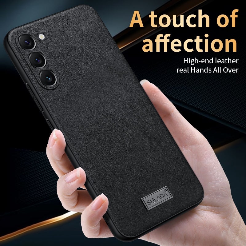 HuHa Case Cover For Samsung Galaxy S23 5G SULADA Shockproof TPU Hybrid Handmade Leather Phone Case(Brown) - Image 3