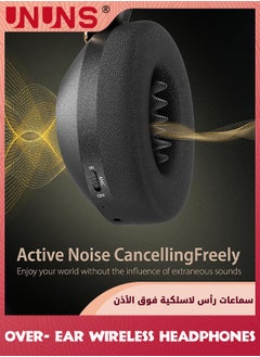 UNUNS Active Noise Cancelling Headphones,Wireless Bluetooth Headphones,Over- Ear Headphones With Deep Bass,Long Playtime,Hi-Res Audio,Memory Foam Ear Cups For Travel Home Office  - Image 4