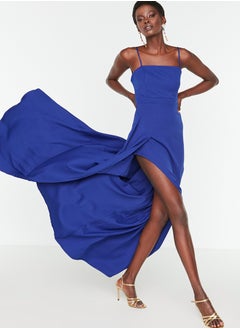 Sax Evening Dress With A slit and Decollete TPRSS19FZ0511