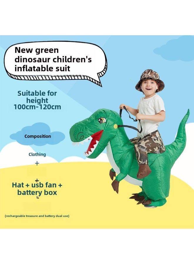 Funny Toy Mount Funny Costume Animal Prop Costume Dinosaur Inflatable Clothes Pants Children Adult-Color:Green Dinosaur—children - Image 1