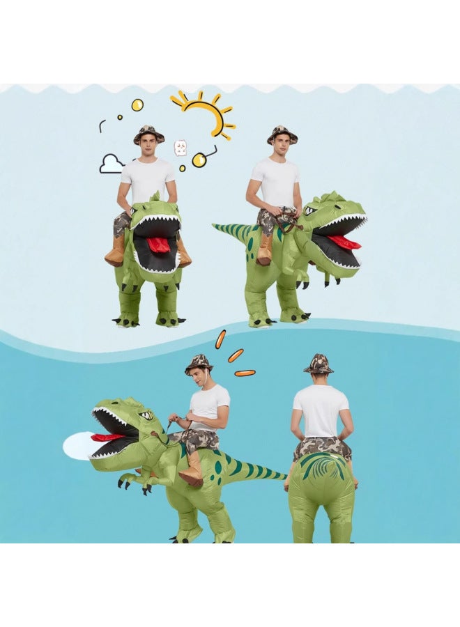 Funny Toy Mount Funny Costume Animal Prop Costume Dinosaur Inflatable Clothes Pants Children Adult-Color:Green Dinosaur—children - Image 3