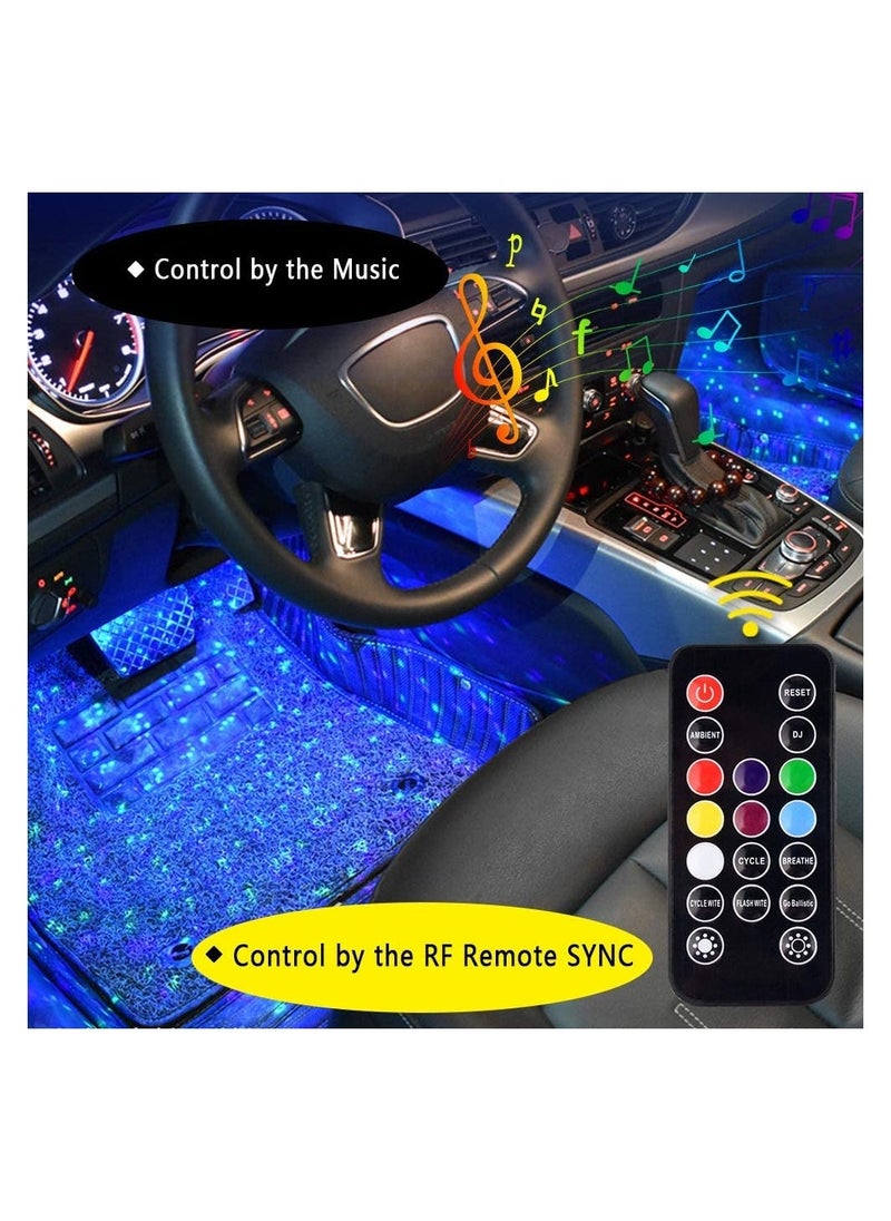 Car Interior LED Lights, USB Ambient Light for Car Interior Accessories Kits,Floor Footwell Under Dash Lighting Remote Control Red Yellow Blue Purple Pink Cool Car Interior RGB Light(2 Pack) - Image 2