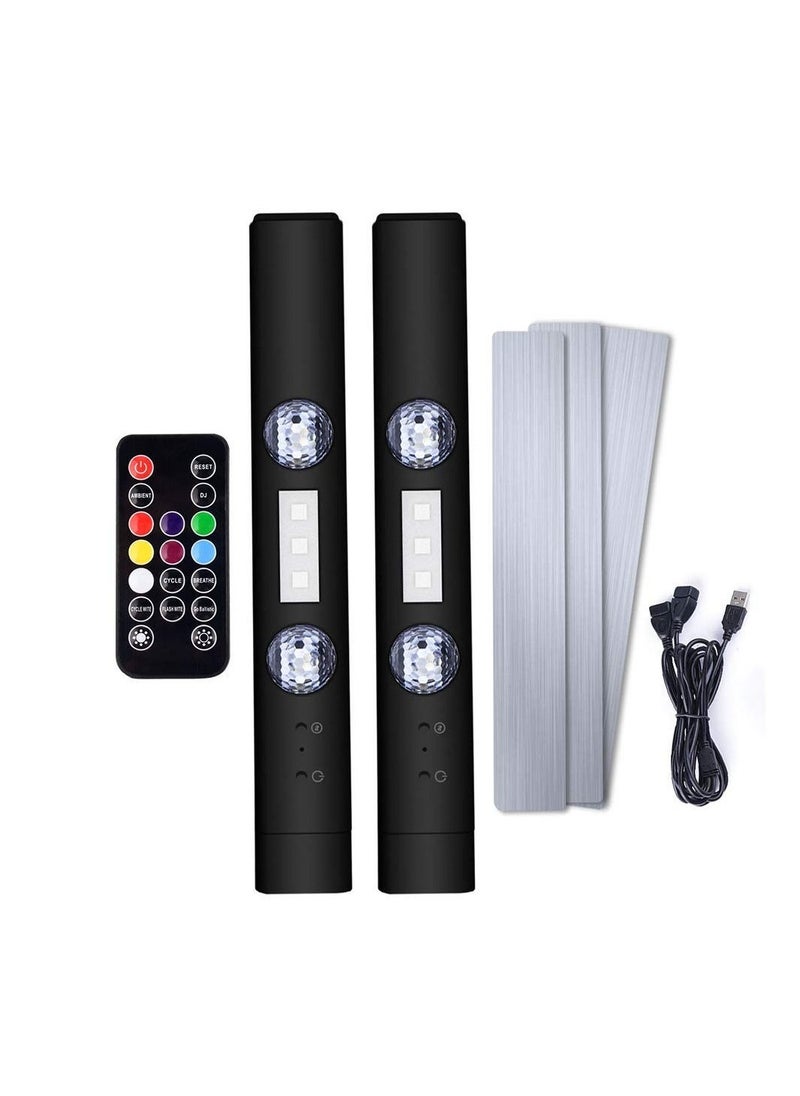 Car Interior LED Lights, USB Ambient Light for Car Interior Accessories Kits,Floor Footwell Under Dash Lighting Remote Control Red Yellow Blue Purple Pink Cool Car Interior RGB Light(2 Pack) - Image 1