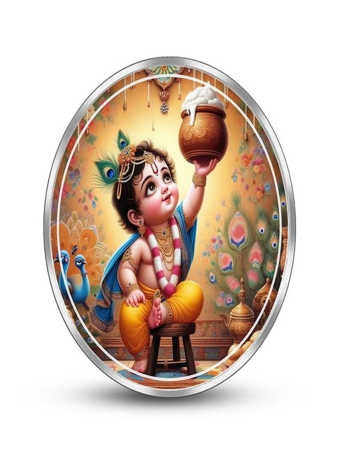 Silviya BIS Hallmarked Little Krishna 999 Pure Silver Coin (20 Gram) Round Shape: Janmashtami Gift - Hindu God - Puja Offering - Laddu Gopal Idol - Diwali Coin - Image 2