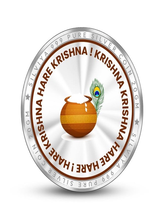 Silviya BIS Hallmarked Little Krishna 999 Pure Silver Coin (20 Gram) Round Shape: Janmashtami Gift - Hindu God - Puja Offering - Laddu Gopal Idol - Diwali Coin - Image 3