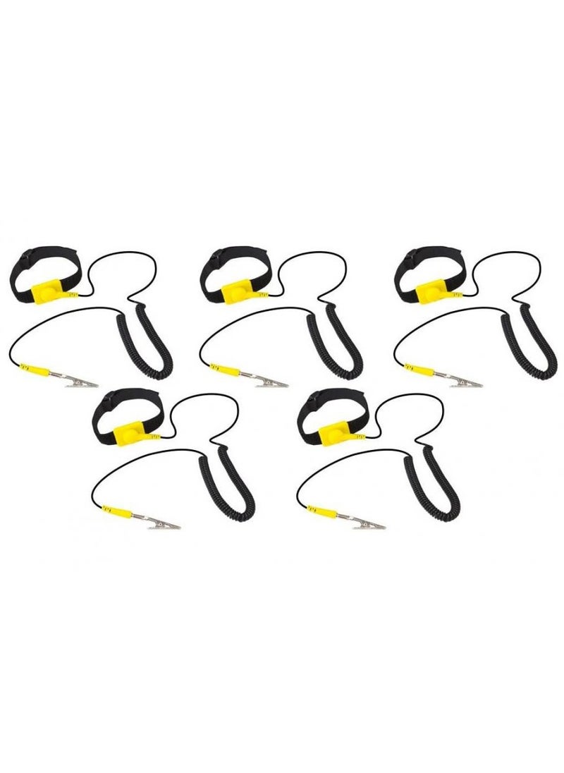 Alissa - Anti Static Wrist Strap 5 Pack Yellow Adjustable ESD Wrist Band Fits Your Wrist Comfortably Grounding Bracelet to Protect Your PC Computer or Electronics from Static Electricity - Image 1