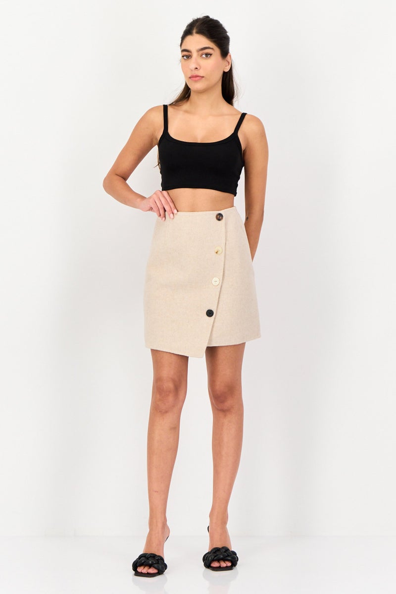 Selected Femme Women Heather Mini Skirts, Beige - Image 2