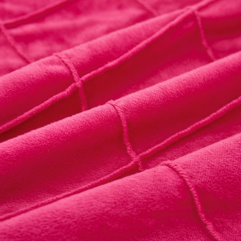 JAUXIO Diamond Pinch Pleated Crystal Velvet Pillowcases 2 Pack Solid Pintuck Throw Cushion Cover for Home Decor Hidden Zipper Closure (Hot Pink  Standard) - Image 4