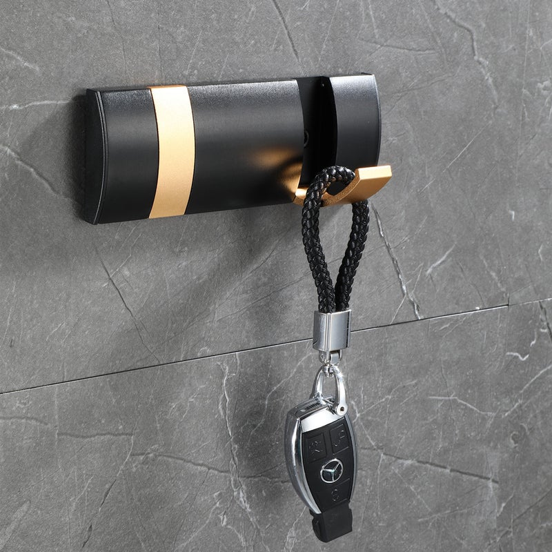 Innovative Foldable Wall Hooks for HomeBlack gold double hook punch free double use Black gold double hook punch free double use 