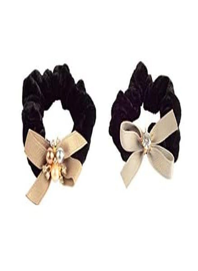 STRIPES® essentials Any 3Pcs Fashion Velvet Scrunchies For Women and Girls, Crystal Hair Band For Women, Ponytail Holder, Rubber Band, Large Scurnchies, Fluffy Scrunchies, Girls Hair Accessories - Pack of 3 - Image 5