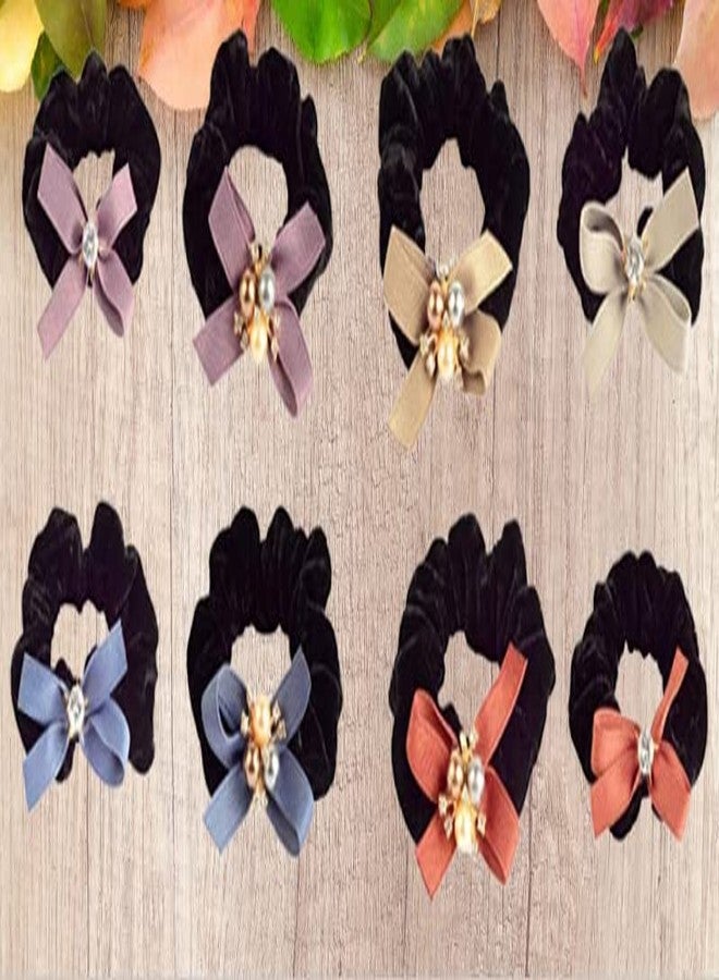 STRIPES® essentials Any 3Pcs Fashion Velvet Scrunchies For Women and Girls, Crystal Hair Band For Women, Ponytail Holder, Rubber Band, Large Scurnchies, Fluffy Scrunchies, Girls Hair Accessories - Pack of 3 - Image 2