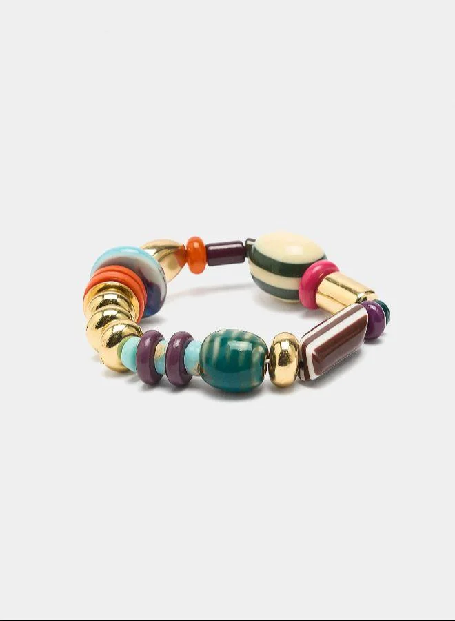 PARFOIS Multicolour Elastic bracelet with stone and ceramic beads for Women | Best Price UAE