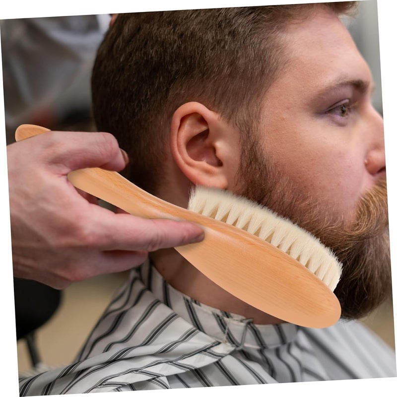 فرشاة لحية من الصوف الكثيف بمقبض منحني للحلاقة وتصفيف الشعر في المنزل وصالون الحلاقة - Image 4