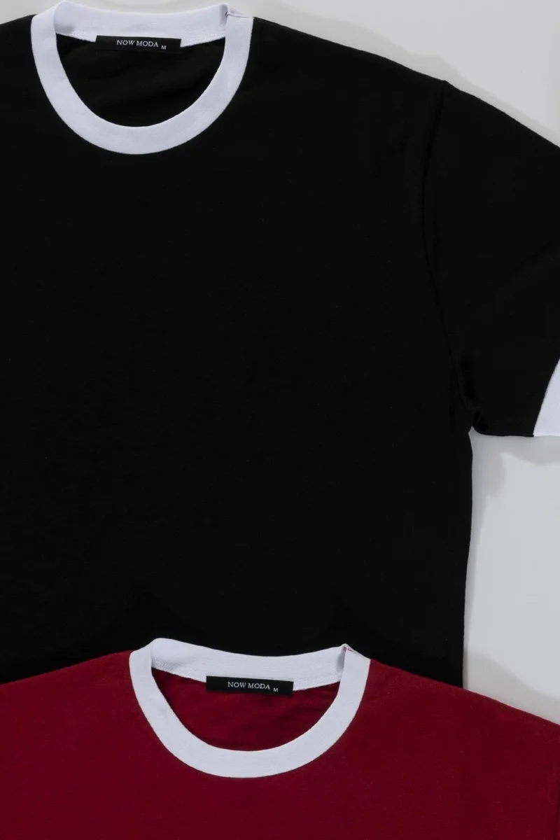 ناو مودا 2 Pack Burgundy Black Tshirt