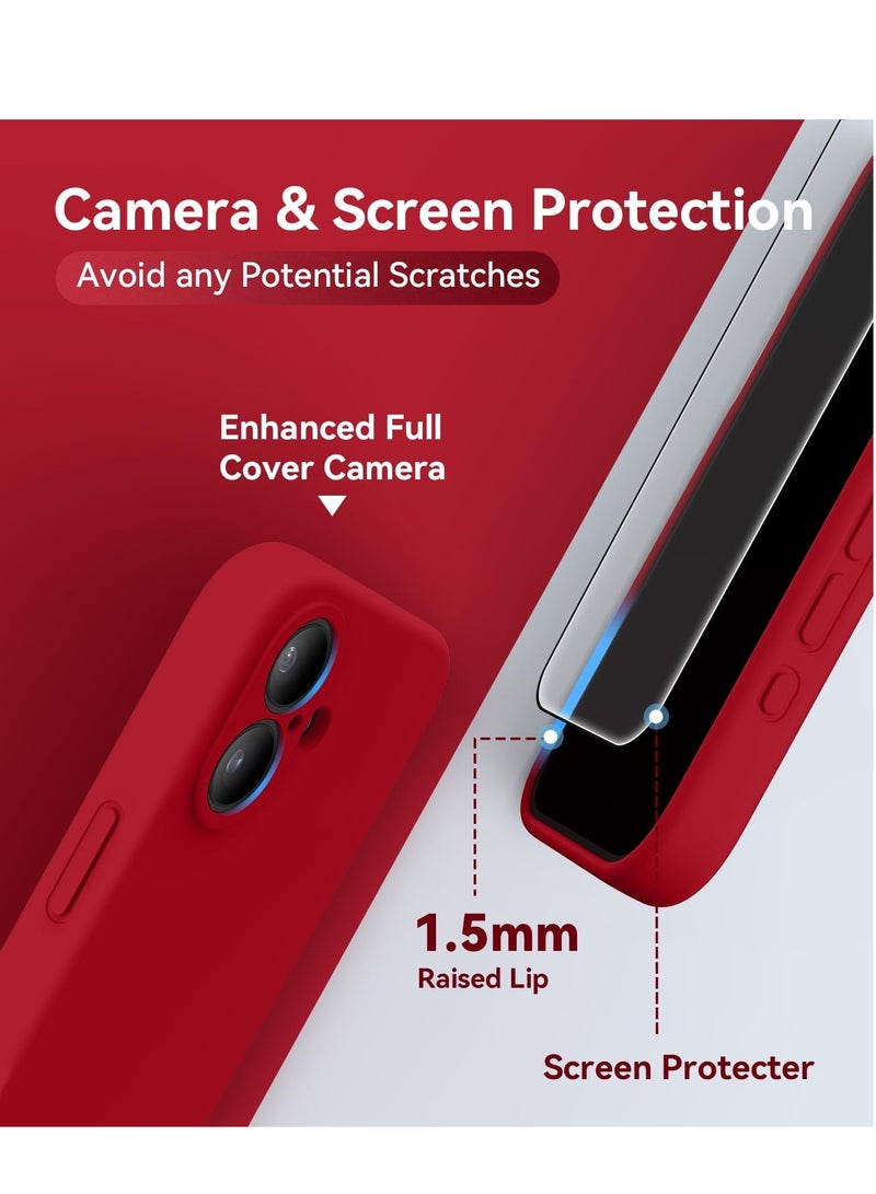 ELTRAZONE Silicone Case for iPhone 16 [Camera Protection], MagSafe Compatible, Anti-Scratch Microfiber Lining with 2 Screen Protectors - Red - Image 3