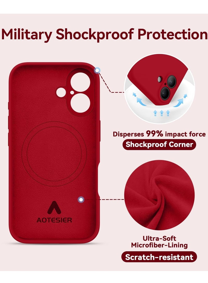 ELTRAZONE Silicone Case for iPhone 16 [Camera Protection], MagSafe Compatible, Anti-Scratch Microfiber Lining with 2 Screen Protectors - Red - Image 4
