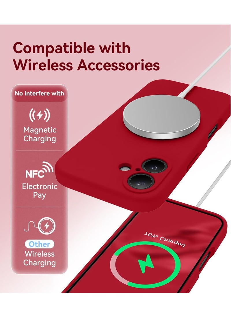 ELTRAZONE Silicone Case for iPhone 16 [Camera Protection], MagSafe Compatible, Anti-Scratch Microfiber Lining with 2 Screen Protectors - Red - Image 5