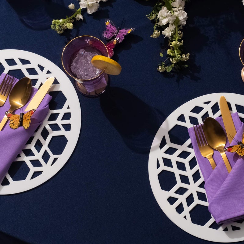 Gee Di Moda Rectangle Tablecloth - 60 x 102 Inch Navy Blue Table Cloth for 6 Foot Rectangle Tables - Heavy Duty Washable Fabric - for Holiday Party, Dinner, Weddings, Baby Shower & Events - Image 2