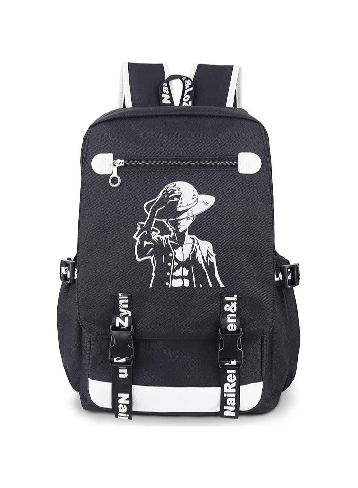 general Anime Luminous Backpack Oxford Black Large Capacity Schoolbag Laptop Backpack,Luffy,One_Size,Classic  - Image 1
