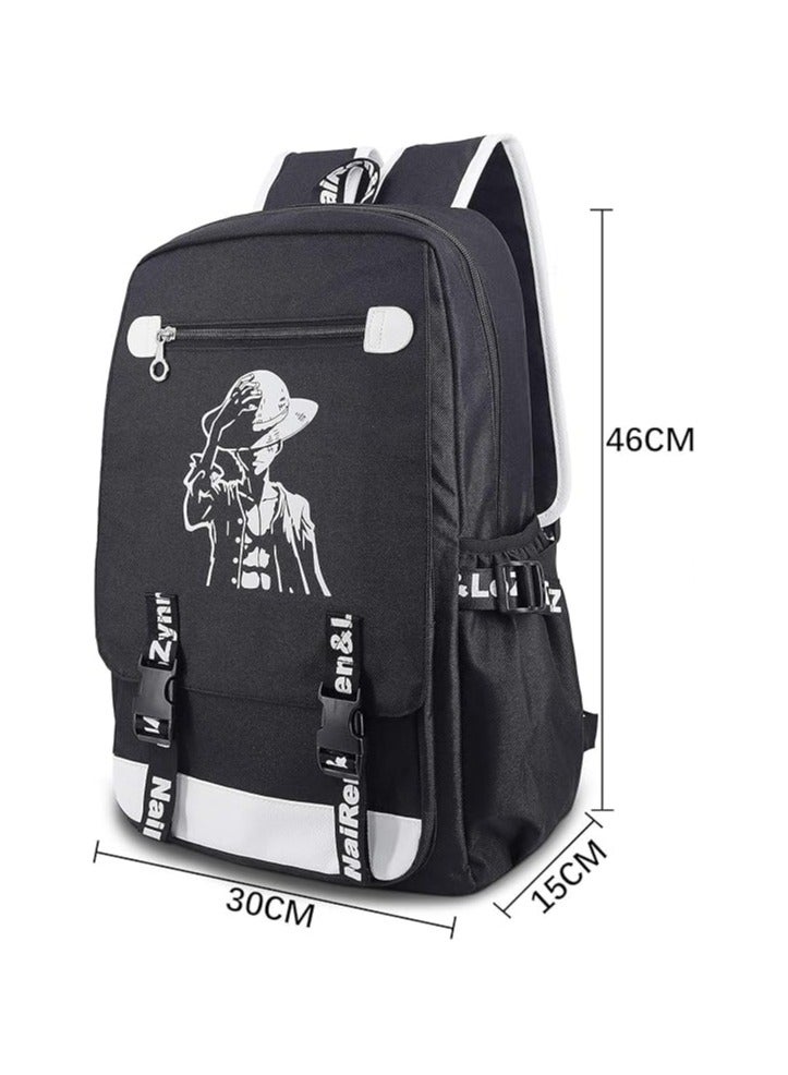 general Anime Luminous Backpack Oxford Black Large Capacity Schoolbag Laptop Backpack,Luffy,One_Size,Classic  - Image 3