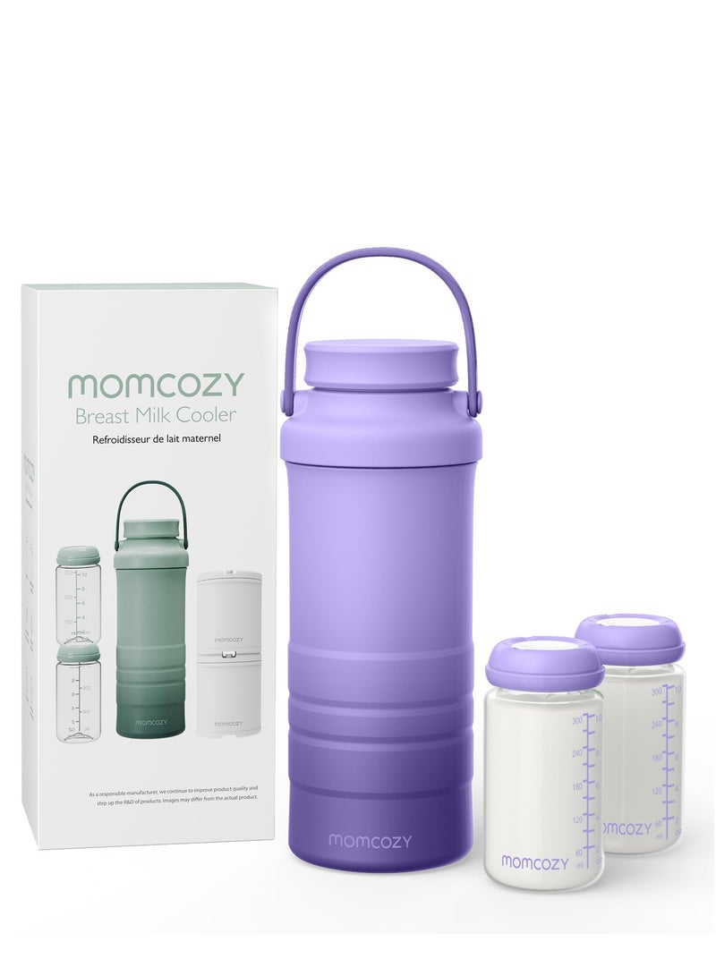 Momcozy Portable Breast Milk Cooler Larger Capacity Travel Breastmilk Chiller With 2 Piece Baby Bottles - Image 1