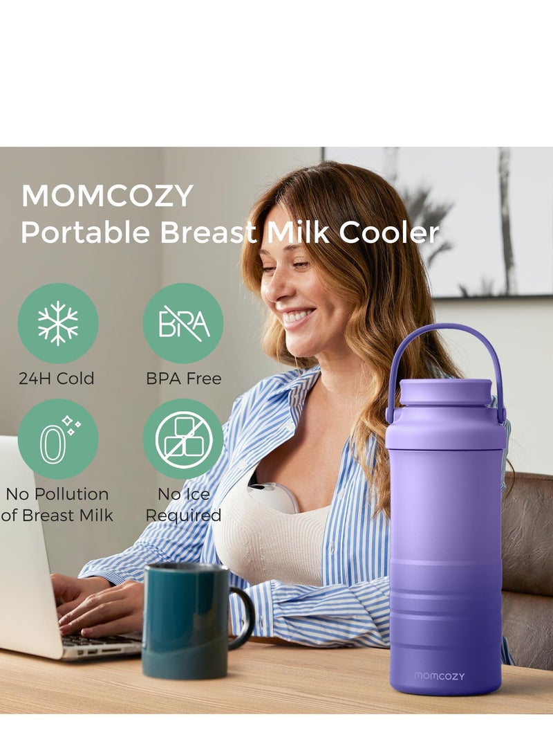 Momcozy Portable Breast Milk Cooler Larger Capacity Travel Breastmilk Chiller With 2 Piece Baby Bottles - Image 2