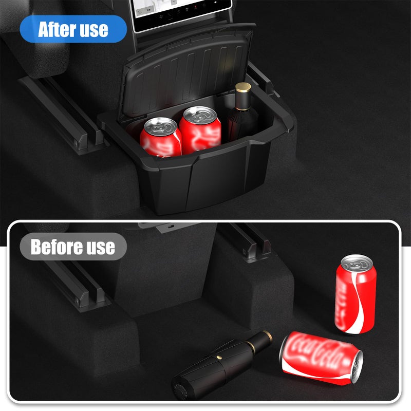 vnkesno 2026 Upgrade Rear Center Console Organizer for Tesla 2025-2026 Model Y Juniper Accessories, Partitioned Storage & Stable Installation, Seat Backseat Storage Trash Can Bin for Tesla Model Y Juniper - Image 4