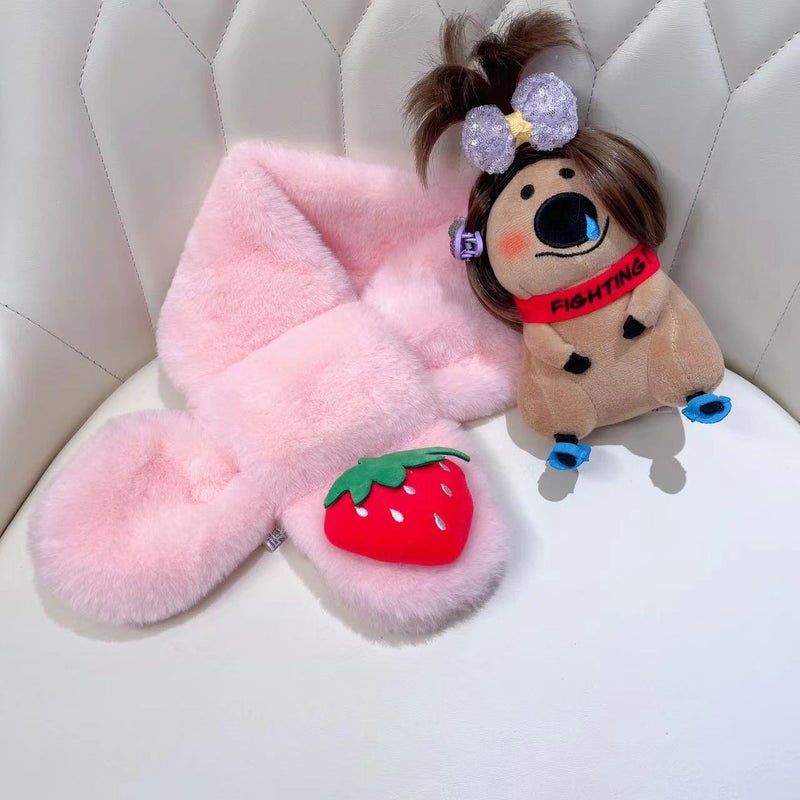 Children'S Scarf Fashion Men'S And Women'S Solid Color Plush Imitation Rabbit Fur Warm Scarf Baby Cartoon Scarf - Image 5