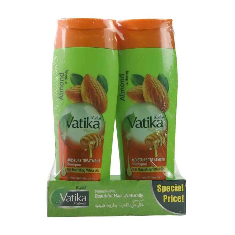 Vatika Moisture Treatment Shampoo, Almond & Honey with Nourishing Vatika Oil Shampoo- 2X400ml - Image 1