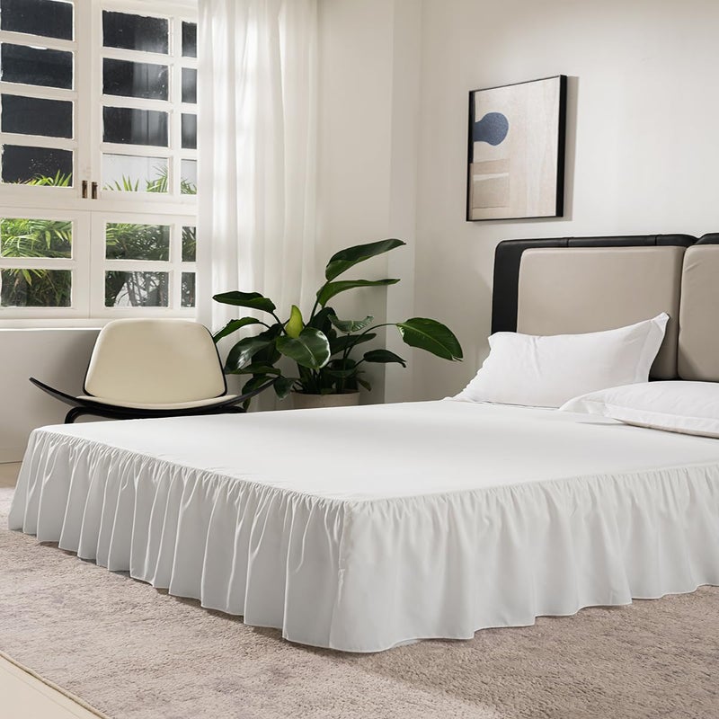 TSUTOMI Ivory Bed Skirt Twin Size Ruffled Bed Skirt with Split Corners  Twin Bed Skirt 12 Inch Drop  Twin Size Bed Skirt Ivory for Ruffled Bed Skirt with Split Corners  Bed Skirt Twin Size  - Image 3