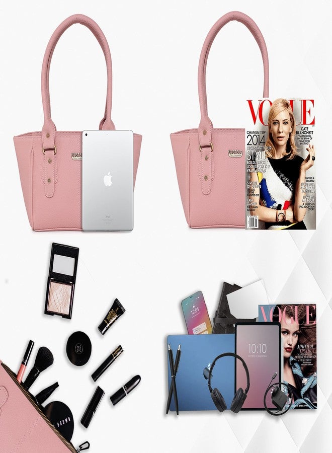 Fostelo Women's Julia Satchel Tote Handbag for Women | Tote Bag for Work | Ladies Purse | Stylish Shoulder Bag | Gift For Women | Light Pink - Image 4