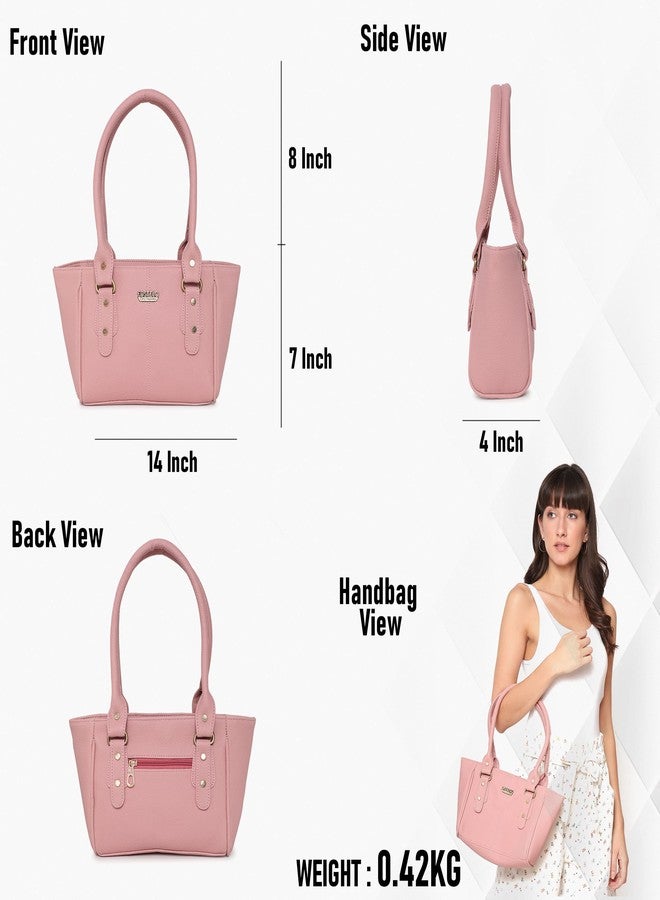Fostelo Women's Julia Satchel Tote Handbag for Women | Tote Bag for Work | Ladies Purse | Stylish Shoulder Bag | Gift For Women | Light Pink - Image 3
