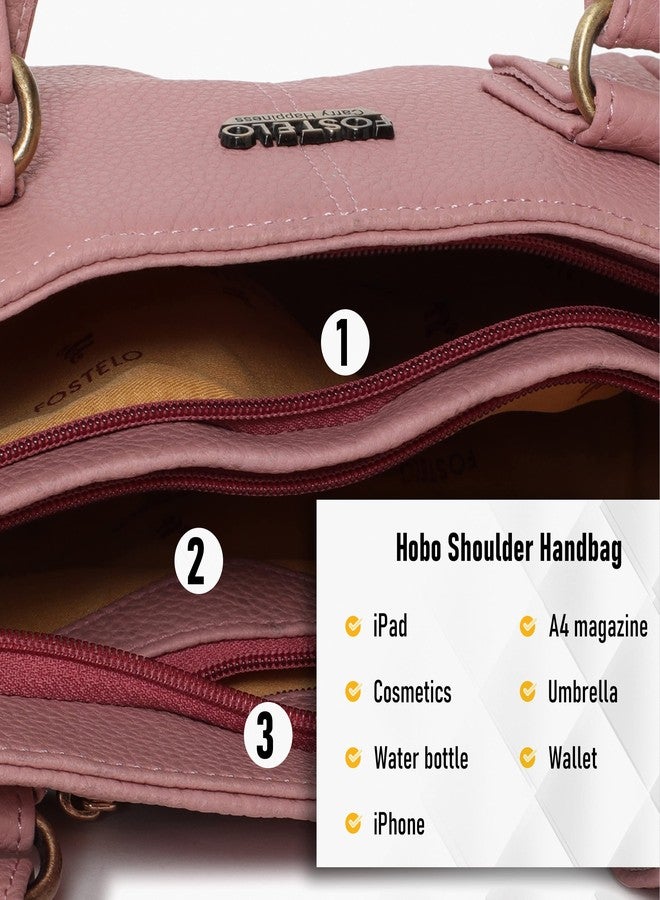 Fostelo Women's Julia Satchel Tote Handbag for Women | Tote Bag for Work | Ladies Purse | Stylish Shoulder Bag | Gift For Women | Light Pink - Image 5