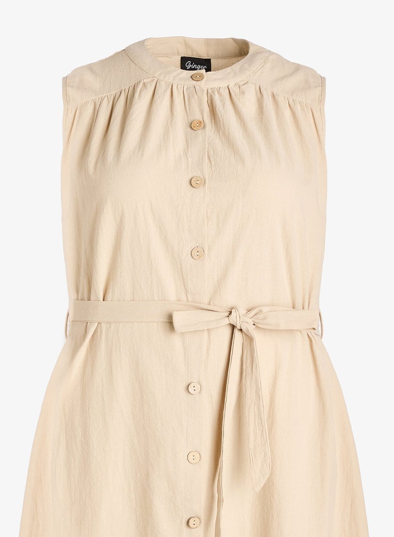 Ginger Plus Belted Button Up Midi Dress - Image 5