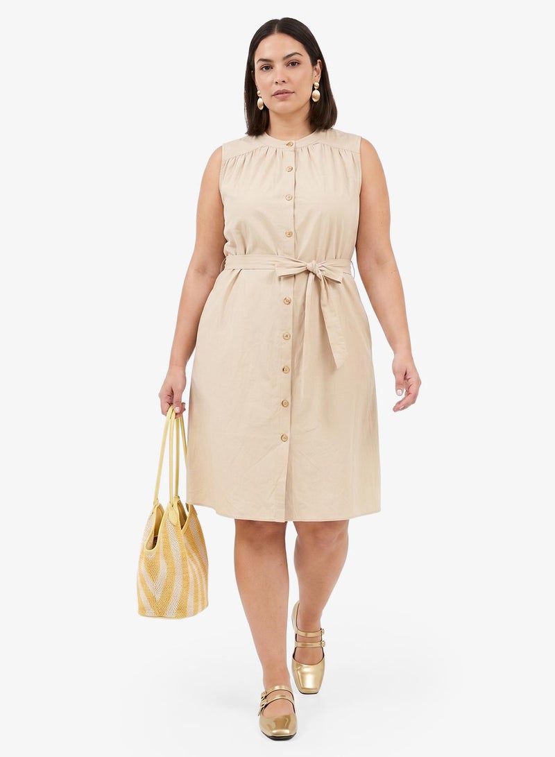Ginger Plus Belted Button Up Midi Dress - Image 4