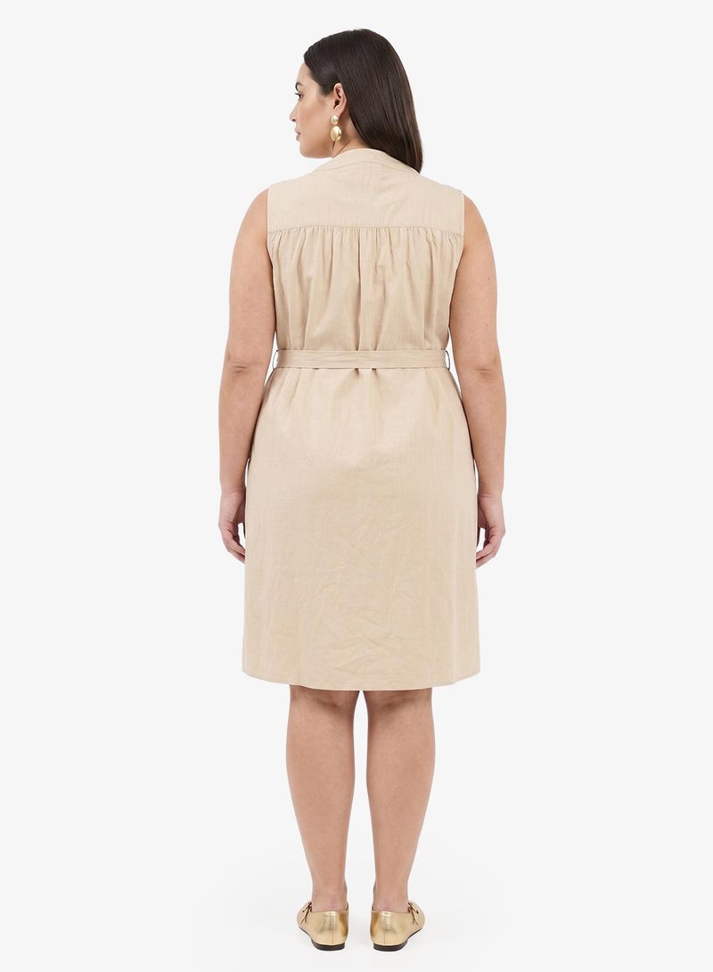 Ginger Plus Belted Button Up Midi Dress - Image 2