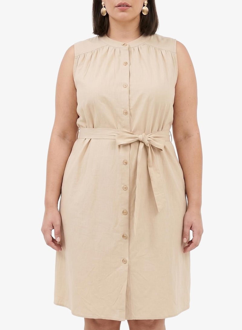 Ginger Plus Belted Button Up Midi Dress - Image 3