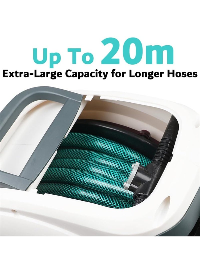 GearZone بكرة خرطوم حديقة، بكرة خرطوم ماء بطول 20 متر، بكرة خرطوم مثبتة على الحائط مع تخزين مغلق، قفل لأي طول لري الحديقة - Image 3