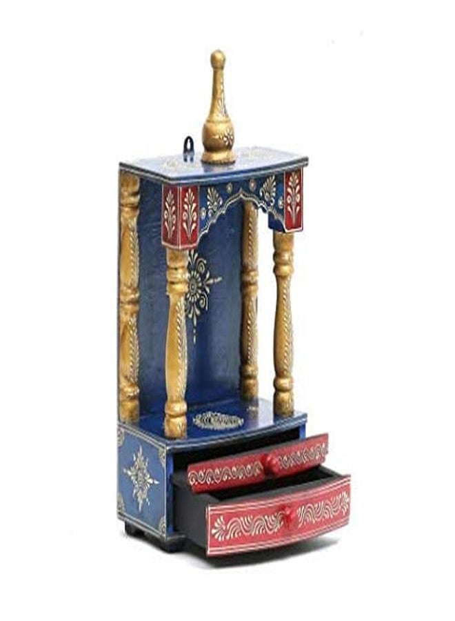 CRAFT TREE Woodend Handpainted Pooja Mandir for Home Temple in Blue Color - Image 2