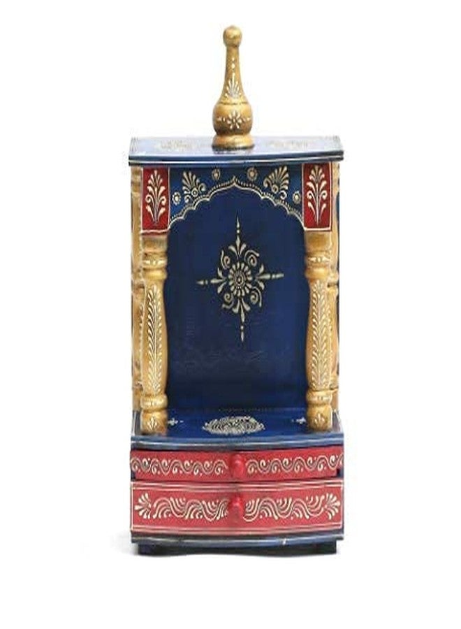 CRAFT TREE Woodend Handpainted Pooja Mandir for Home Temple in Blue Color - Image 4