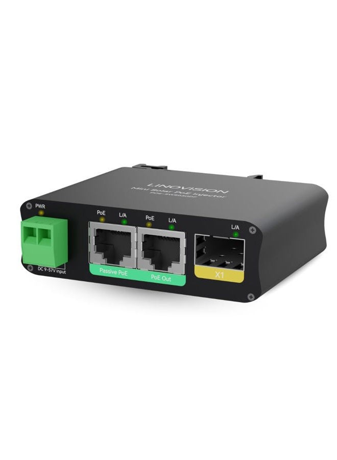 LINOVISION 2 Ports Mini Solar PoE Switch with Passive PoE Output and SFP Uplinks - Image 1