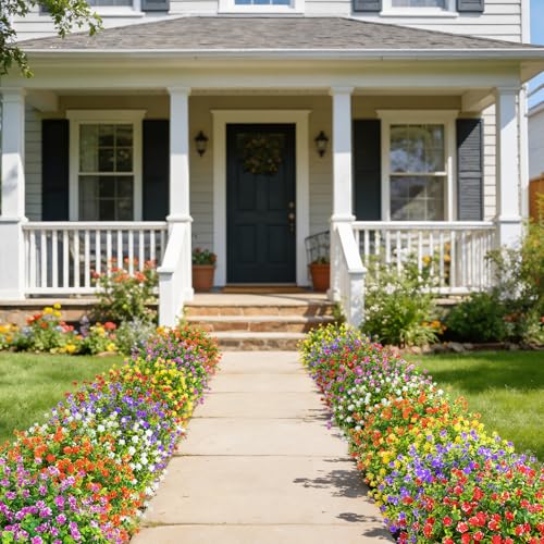Besteek 24 Bundles Artificial Flowers for Outdoors, Faux Plastic Flowers UV Resistant Fake Greenery Shrubs Plants for Outside Spring Summer Porch Window Garden Planter Home Decor, Mixed Color - Image 4