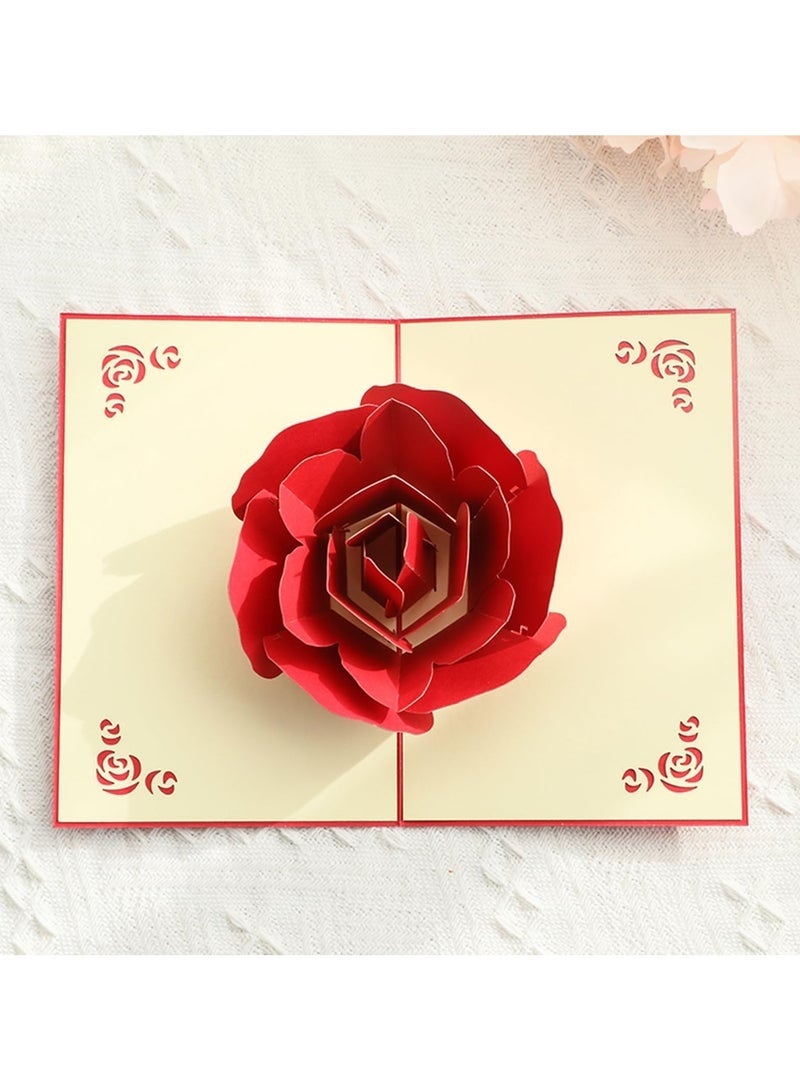 بيكو بطاقة تهنئة ثلاثية الأبعاد بالورود الحمراء مع ظرف مناسبة عيد الأم ذكرى سنوية عيد ميلاد هدية استخدام يومي عامة - Image 4
